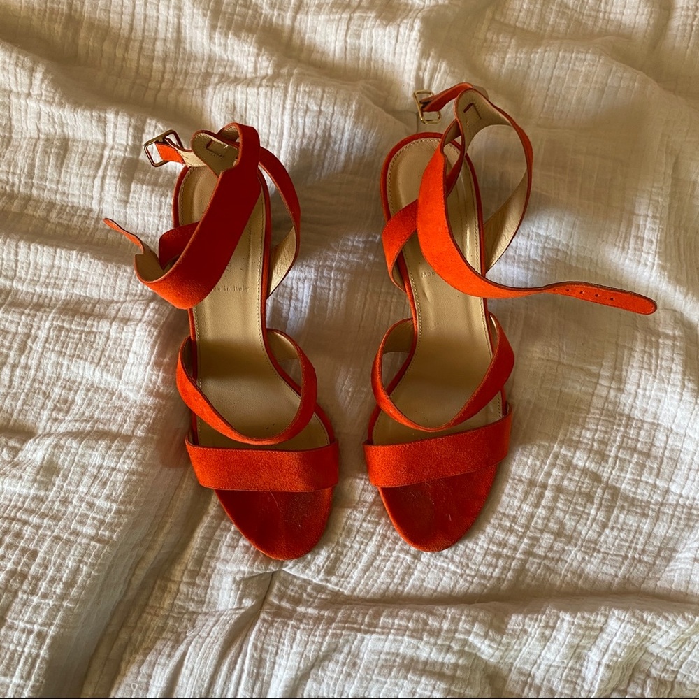 Burnt Orange J. Crew Suede Ankle Strap Heels
